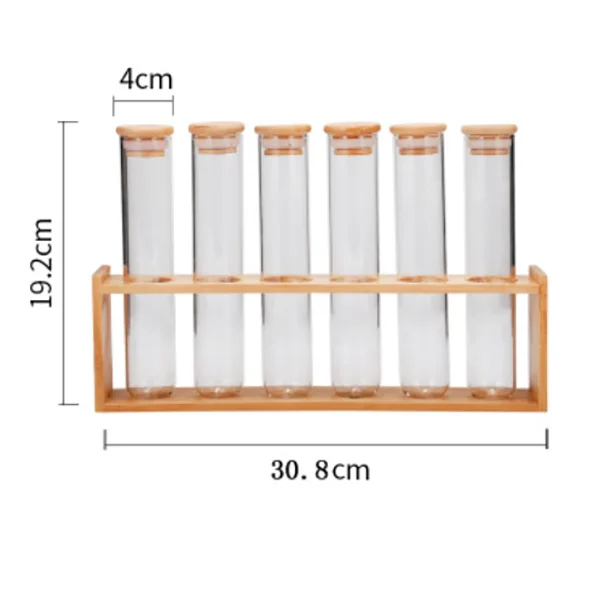 corked glass test tubes with rack