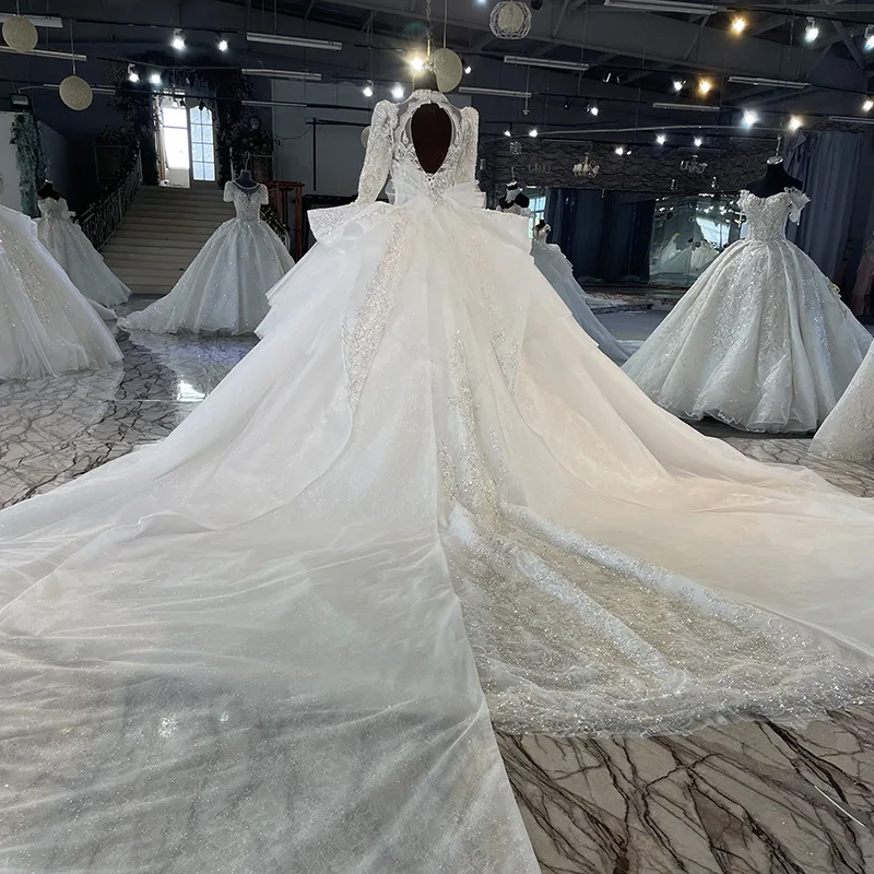 SUNNY Royal Style Girl Luxury Heavy Industry Long Train Wedding Dress