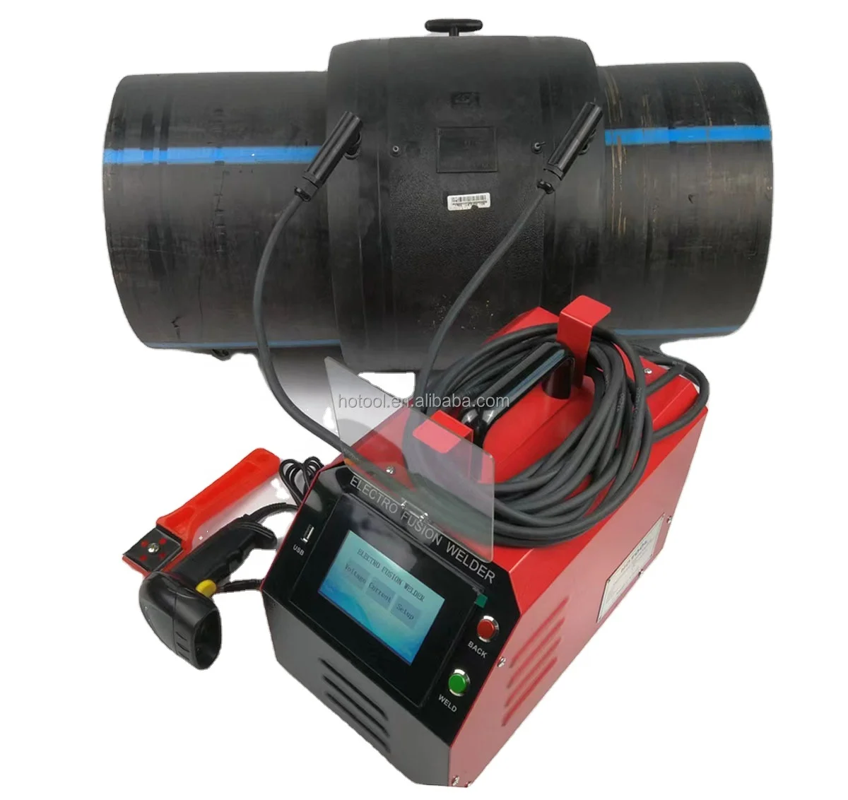 Hotool 3.6Kw Hdpe fittings electrofusion welding machine 20 400mm automatic mode pipe welder