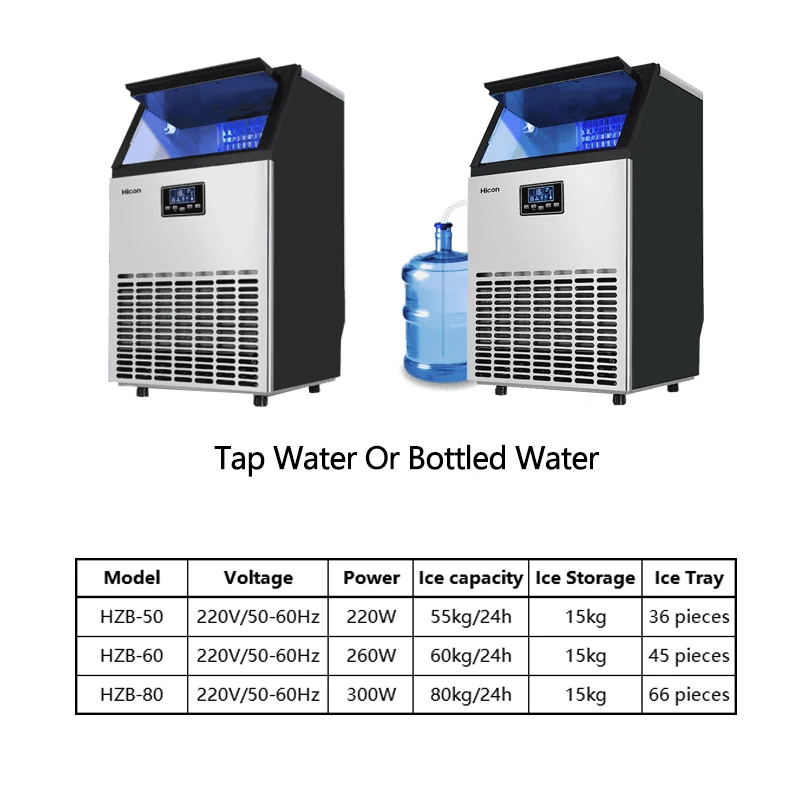 Ice Maker 60kg Automatic Home Commercial Small Ice Cube Block Making Machine Ice Maker Machines For Business Sale Food Beverage