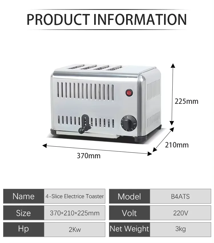 Tostadora de pan kitchen commercial 4pc cafe electric cheap pop up popup sandwich bread toaster 2 4 slice digital toast machine