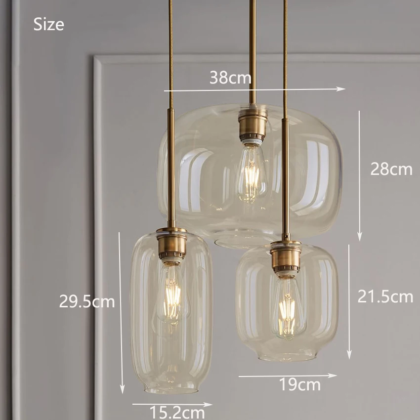 Nordic glass suspension luminaire clear Cognac nordic hanging pendant lamp hallway dining room bar cafe restaurant light fixture