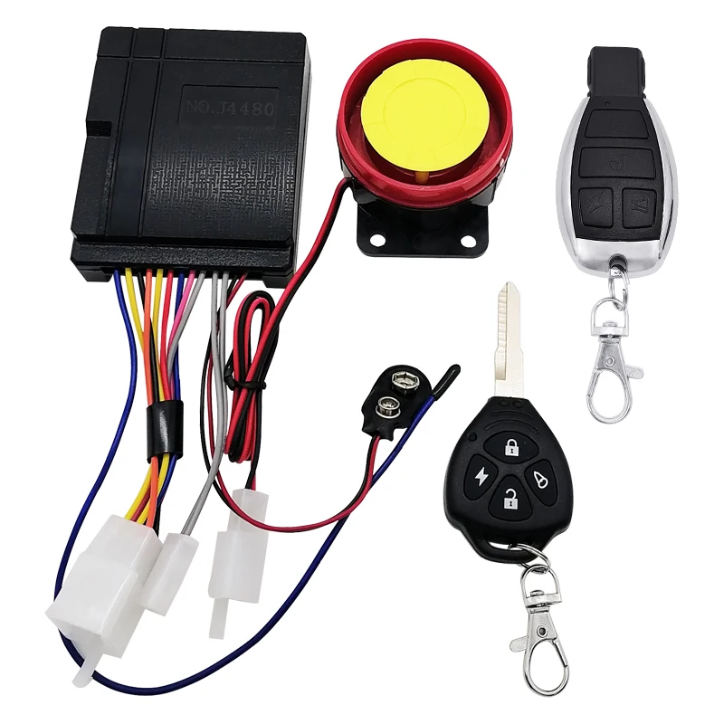 12V motorcycle one-way alarm system anti-cut one click start metal remote control one key start