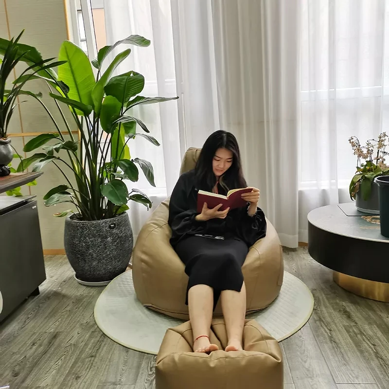 No Filling Modern Design Waterproof PU Faux Leather Corner Lazy Sofa Bean Bag Chair Beanbag Cover