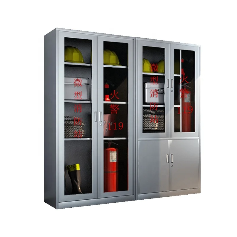 201/304 Stainless Steel Fire Control Cabinet Mini Transparent Tempered Glass Fire Station  Fire Extinguisher Tool Cabinet