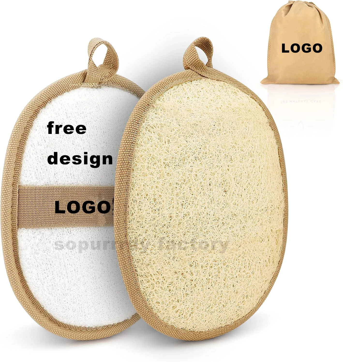 Custom Logo Natural Loofah Exfoliating Body Scrubber Shower Loofah Sponge Bath Shower Loofah Sponge for Women Men for Face Body