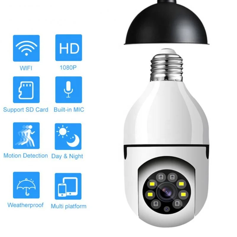 1080P Wireless PTZ WIFI Bulb IP Camera Security CCTV Outdoor Speed Dome Two-Way Audio P2P Motion Detection