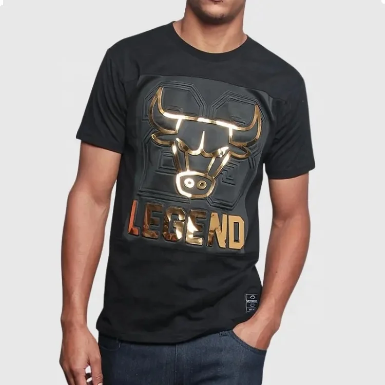 Hot Custom Men T-shirts Tee Yarn Cotton O Neck Premium Screen Print Embossed Graphic T Shirt