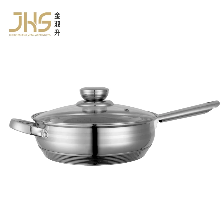 Sartenes Frigideiras Bratpfannen Padelle Stainless Steel Frying Cooking Pan With Lid