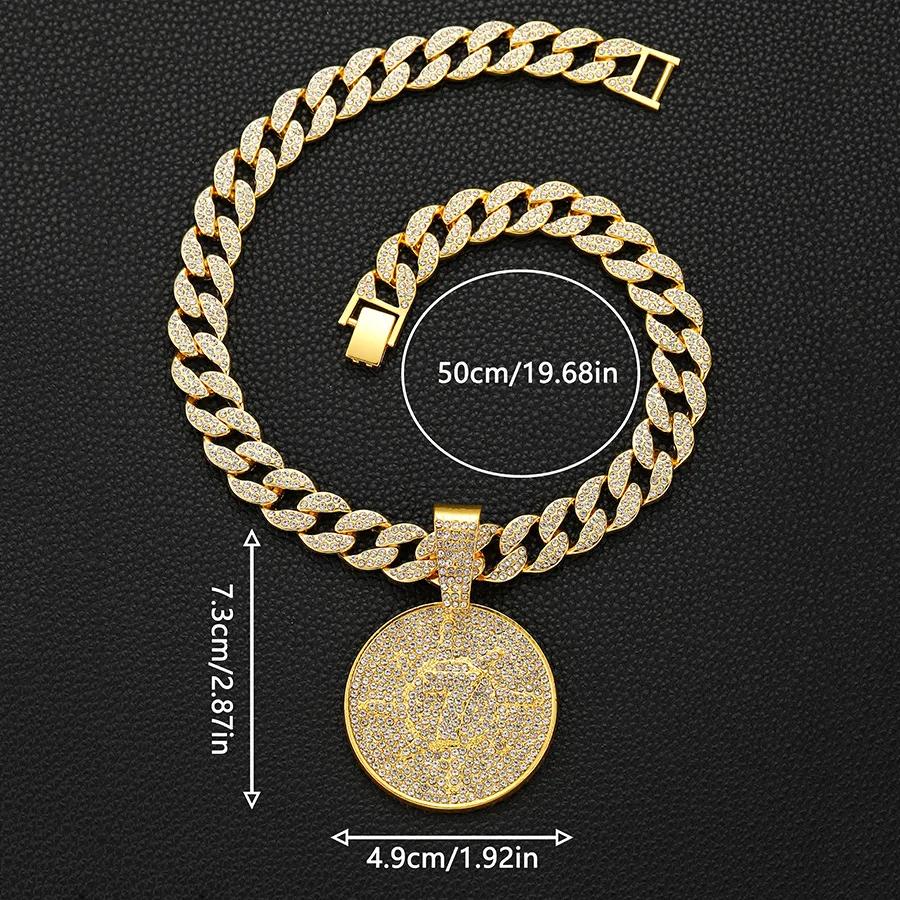 Large Hip Hop Custom Logo Mens Iced Out Pendants Cuban Link 20mm Chain Medals Necklace Hiphop Jewelry