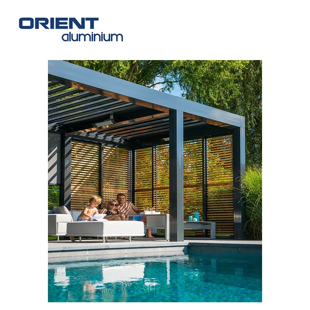 ORIENT 3x3 3x4 Luxury Modern Bioclimatic Pergola Gazebo With Wind Screen Metal Garden Pergola Outdoor Balcony For resell