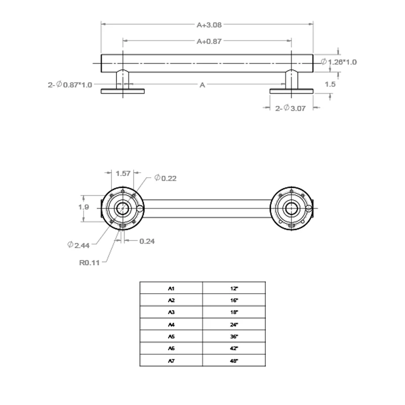 High quality OEM outdoor stainless steel grab bar suction
