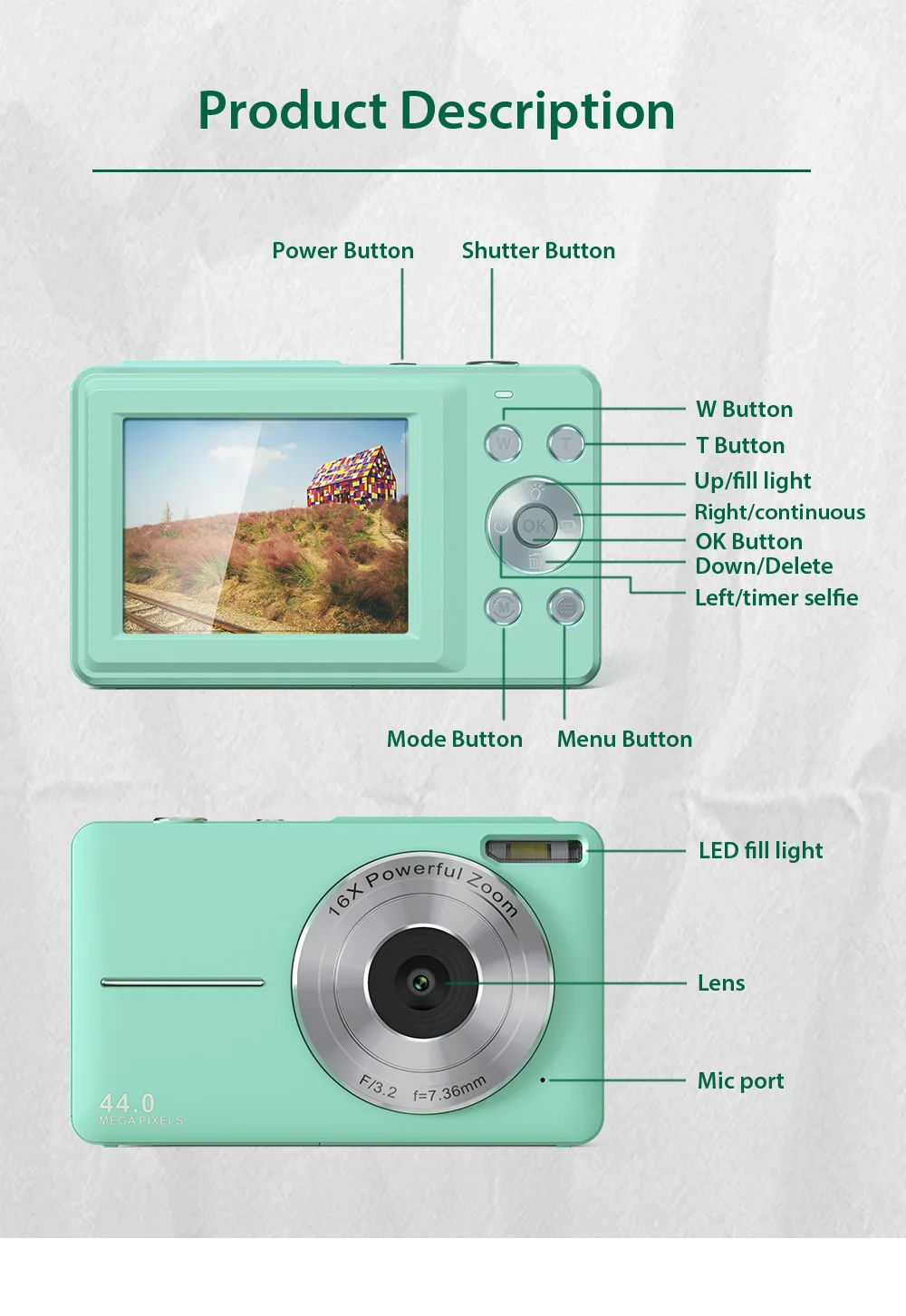 Hot new  Digital Camera with 16X Digital LCD Screen Digital Compact photographic Camera take photo and video