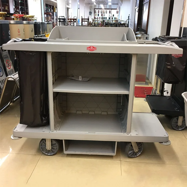 
New plastic hotel room multifunctional cleaning service trolley, high-quality trolley options Quiet and durable 