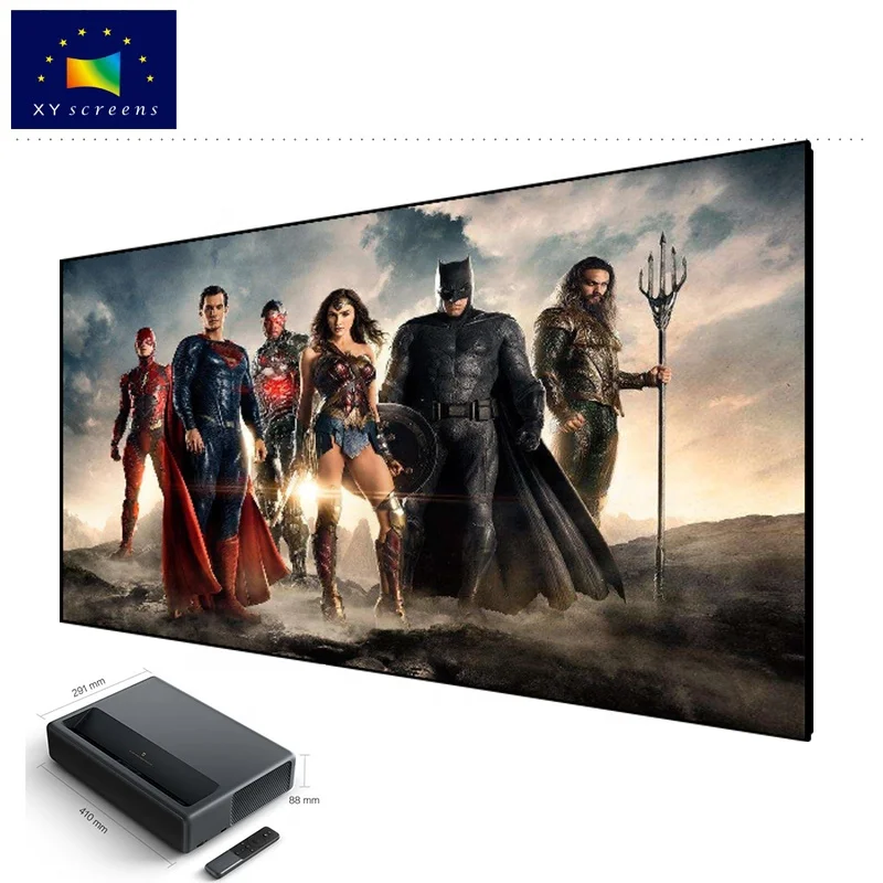 XY 80-120 дюймовый тонкий проекционный экран с фиксированной рамкой и потолочным светильником отклонение CLR ткань PET Crystal для лазерного