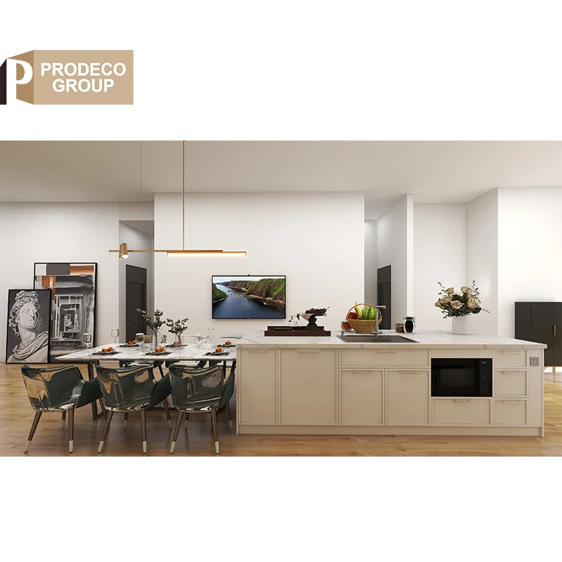 Prodeco Contemporary Mahogany Wooden Kitchen Cabinets Design Joniery for Apartment