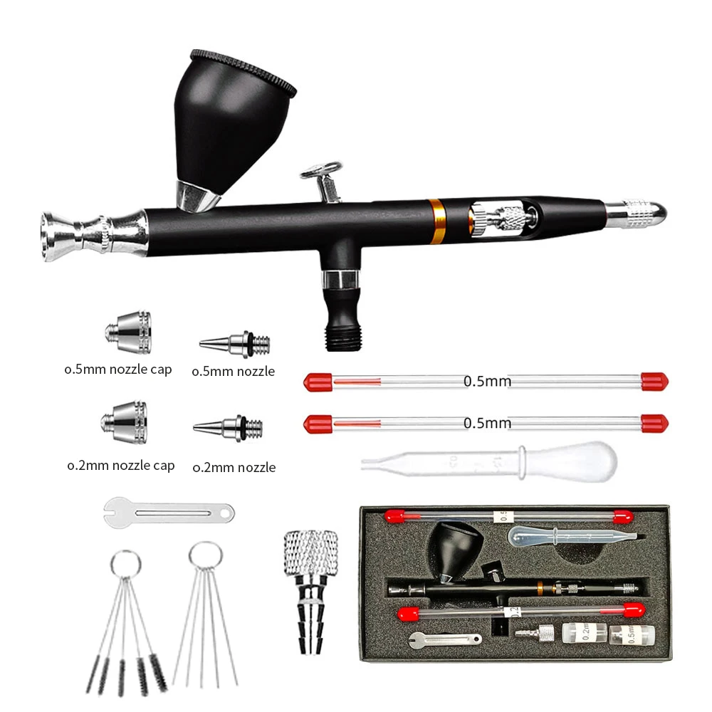 automotive graphic art craft tattoo Mini Double action Airbrush with Cleaning Brushes Set