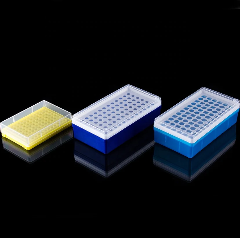 Laboratory supplies plastic chemically resistant centrifuge tube box with removable lid and writing area