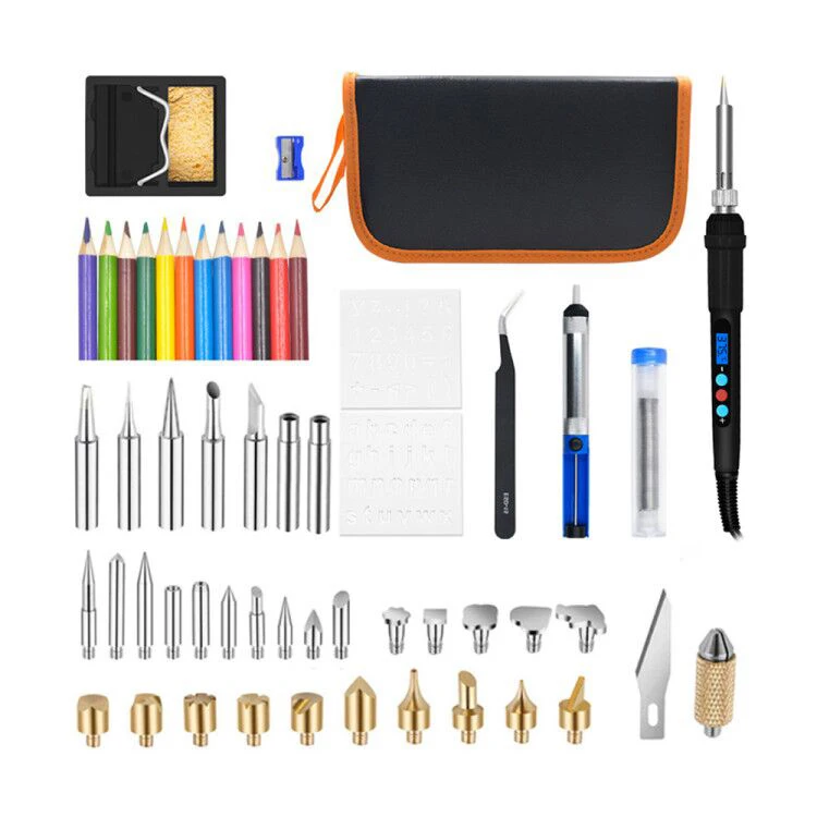 Набор инструментов для пайки, Электрический Термостатический паяльник с цифровым ЖК дисплеем и регулировкой температуры, набор из 56 предметов