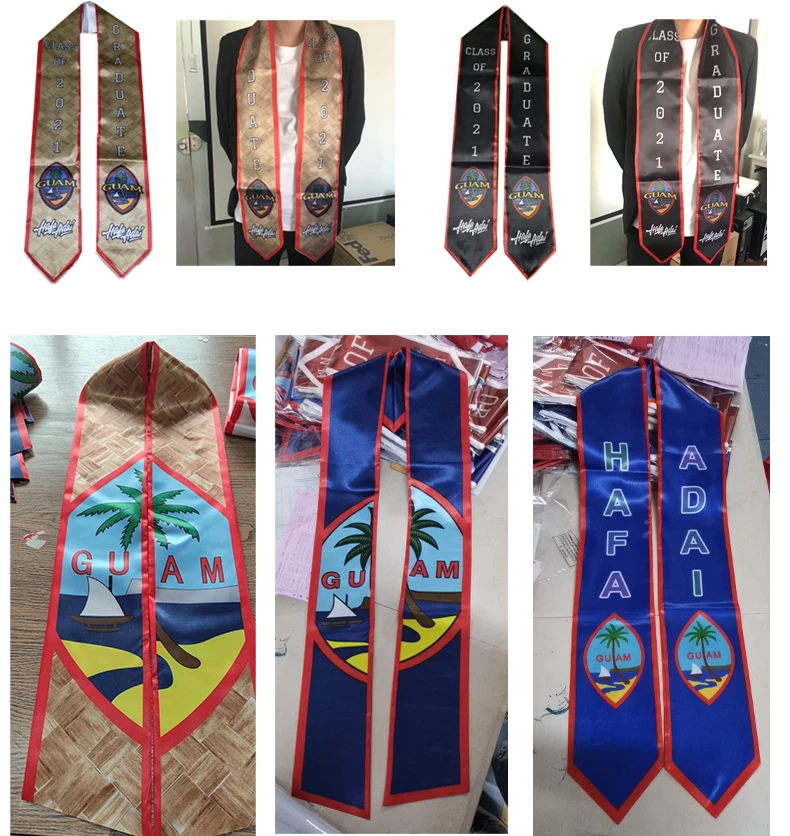 USA US American Flag Dominican Republic flag Puerto Rican flag custom Graduation Stole/Sash/Scarf Graduate Pride
