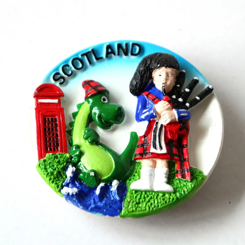 Wholesale custom design Scotland England tourist souvenir handmade resin fridge magnet