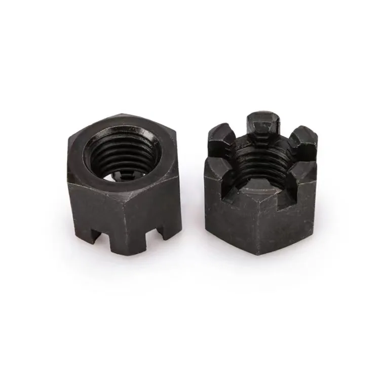 OEM Customized Services Good Quality Carbon Steel Black Slotted Hex Castle Nut