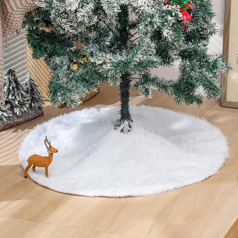 OEM Wholesale Custom Xmas Tree Carpet Mat Cover Plush Faux Fur White Christmas Tree Skirt