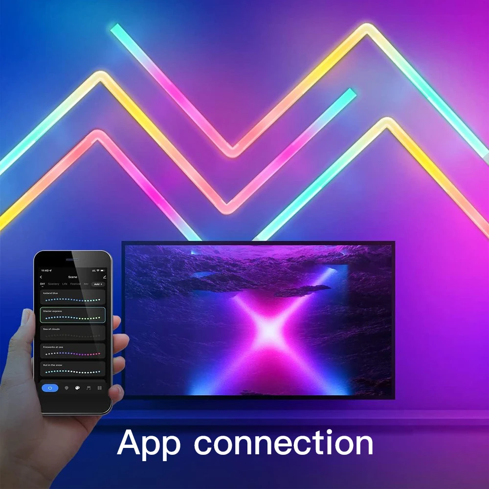 LED Smart Glide Wall Light RGBIC  Bluetooth WIFI Tuya APP Control Music Sync DIY Night Light TV Bedroom Game Room Bar Decoration