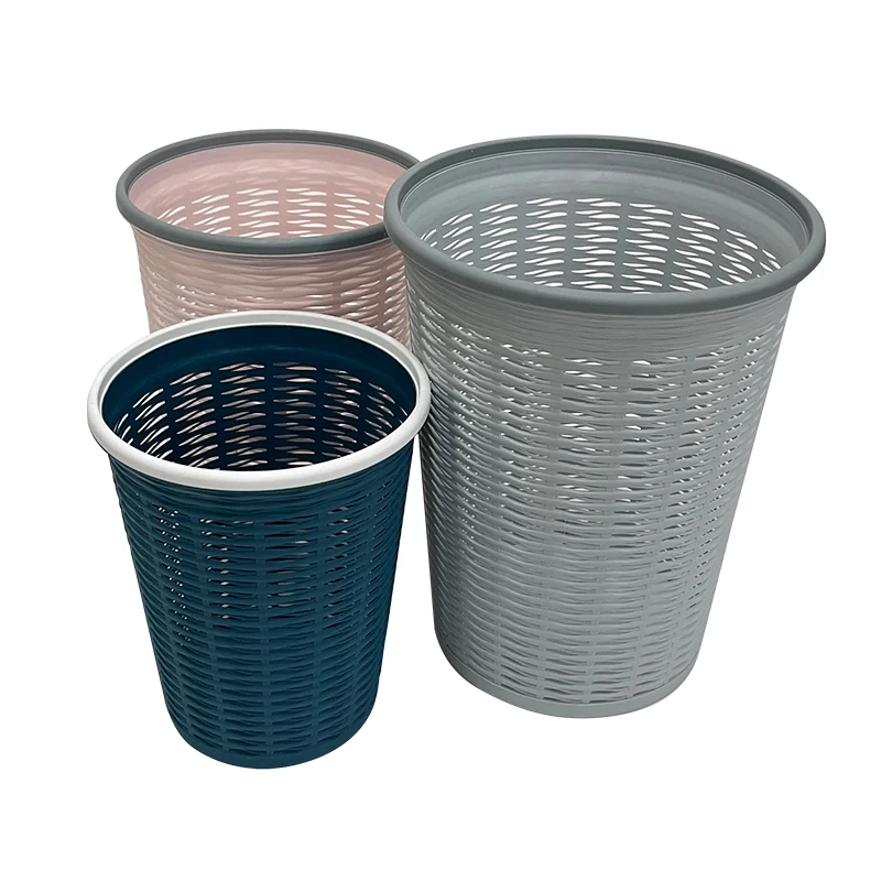 Three Models PP Round New design for Bedroom and Kitchen Uncovered Blank Pressing Trash Can Wastebasket Garbage Bin Dustbin