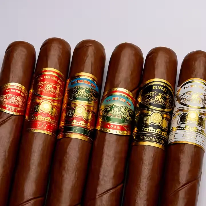 Label Band for Cigars with Hot Stamped Gold Foil. Embossed Gold Stamping Sticker for Cigar and Cigarette Labels