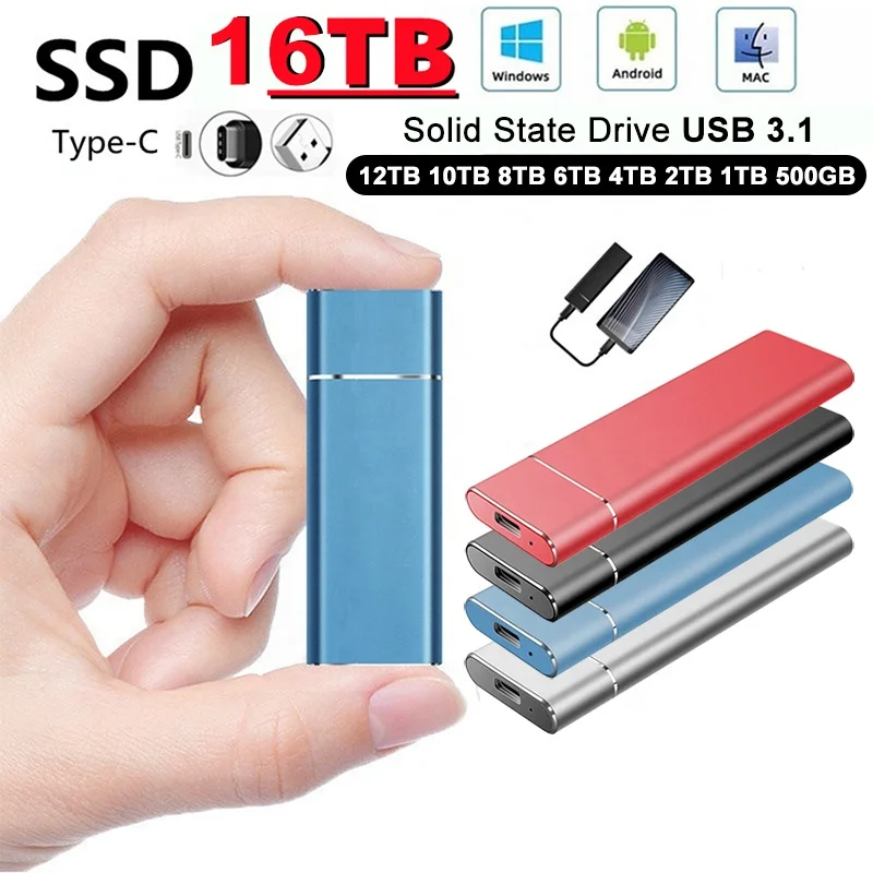 16 ТБ SSD жесткий диск 8 500 Гб портативный для ноутбука настольного ПК Type-C USB 3 1 флэш-память 12 10 4 2