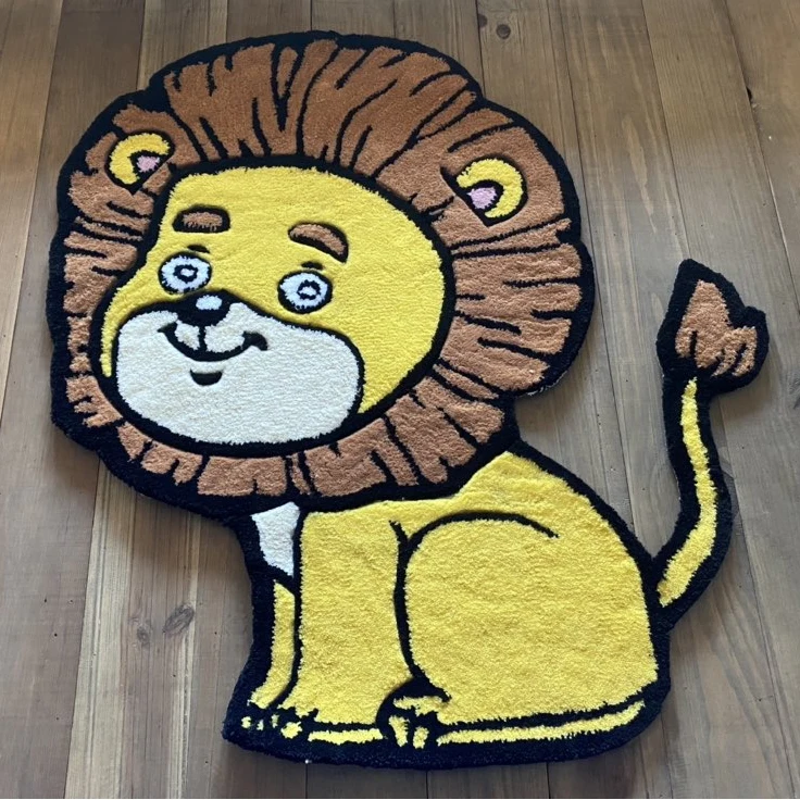 Lion Very Detailed Design Super Soft Rug Custom  Shaped Woven Rug Handmade Durable non-slip Rug