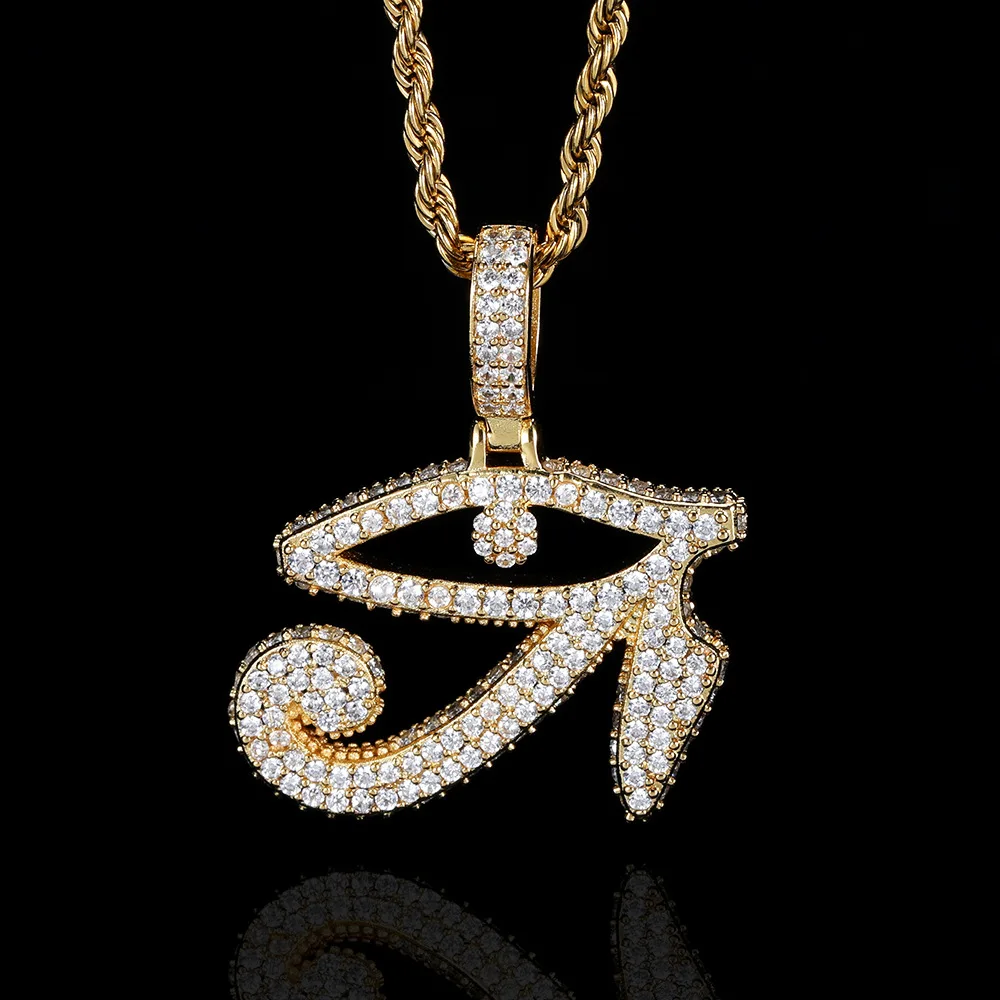 qiku ancient Egyptian symbol the Eye of Horus Pendant Copper encrusted zircon personality hop necklace accessories