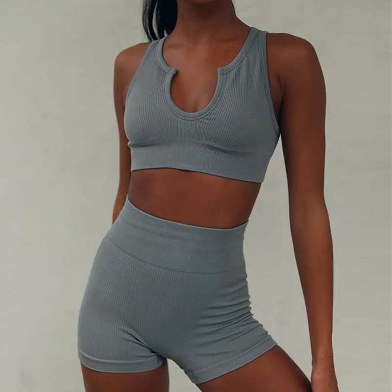Wholesale dropshipping female ladies women summer oem cheap plus size custom sexy spandex seamless sport gym wear set for women