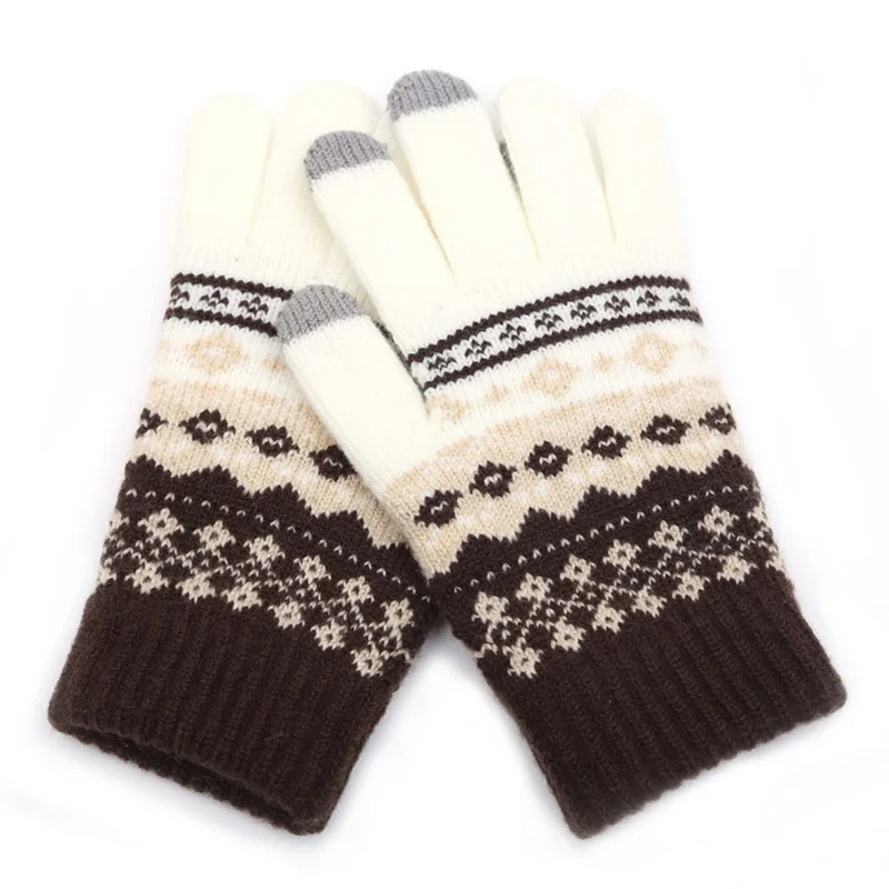 Winter Cute Knitted Kids Mittens Boy Girl Warm Outdoor Full Finger Gloves