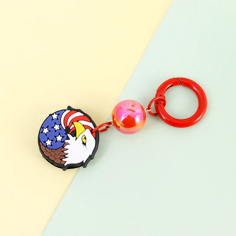 Star Spangled Banner Round Eagle Flower Key Chain schoolbag mobile phone pendant key chain anime animation peripheral pendant