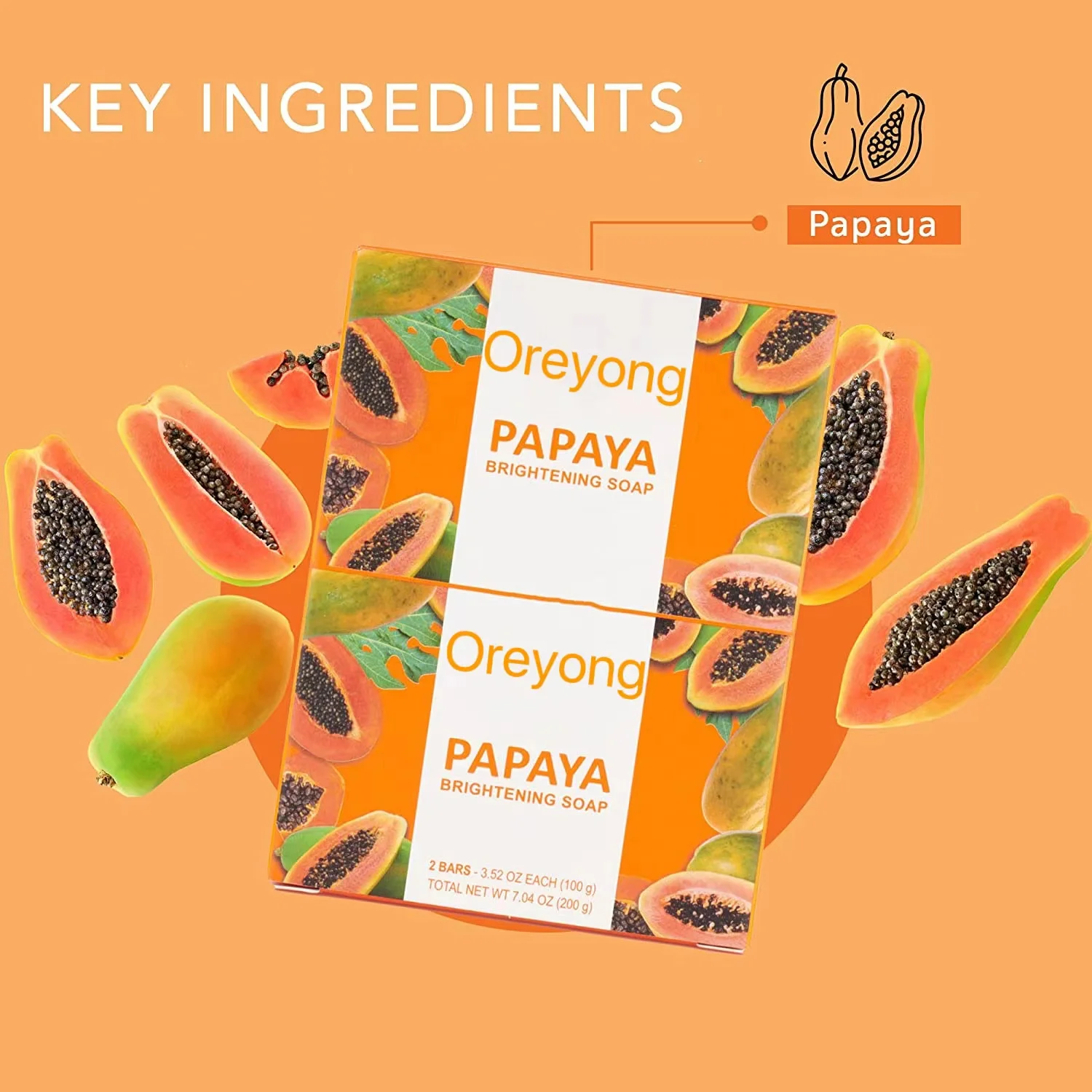 Best Sell High Quality  Kojic Acid Extract Papaya Anti Dark Spot Whitening Soap From Thailand With Vitamin C & Turmetic Extract