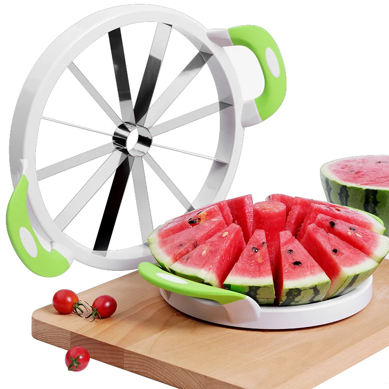 wholesale low MOQ High quality stainless steel fruit Kitchen tools watermelon slicer melon cutter Comfort Silicone Handle