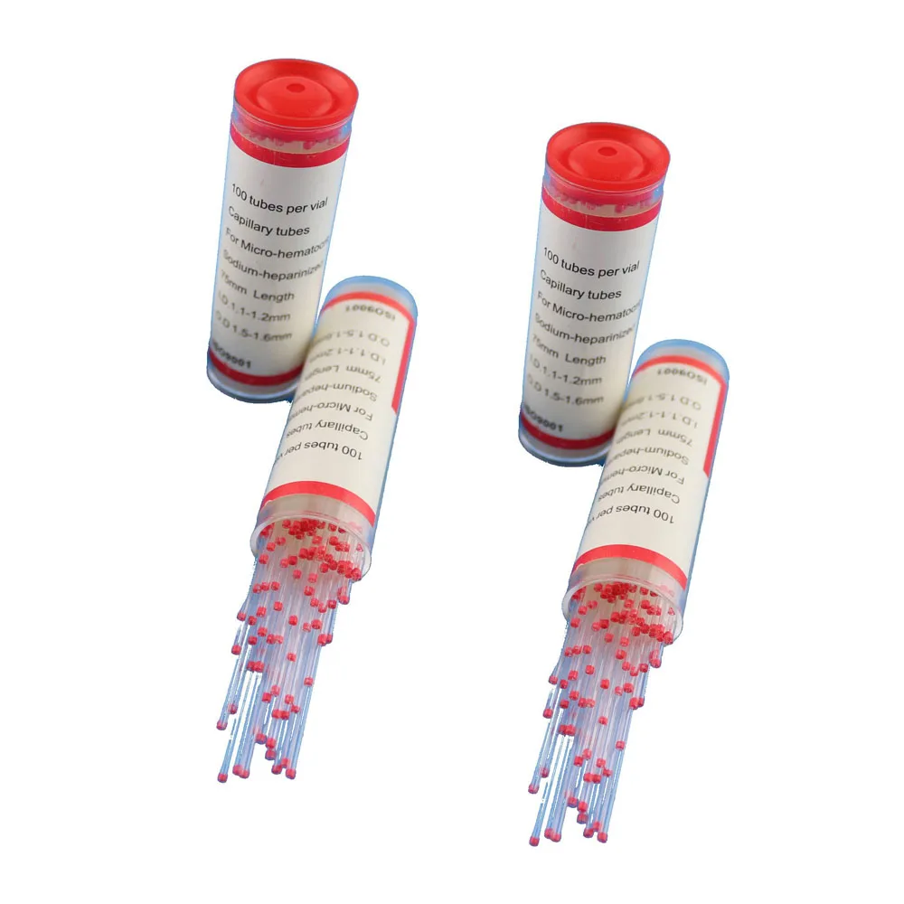 Medical Disposable Red Blue 75mm Glass Blood Collection Hematocrit Heparinized Capillary Tube