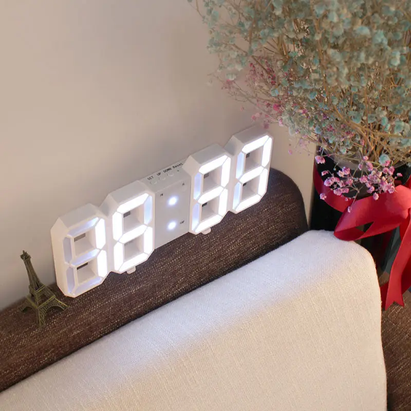 Digital Alarm Clocks Display 3 Brightness Levels Watches Nightlight Snooze Home Kitchen Office Moment 3d Led Wall Clock