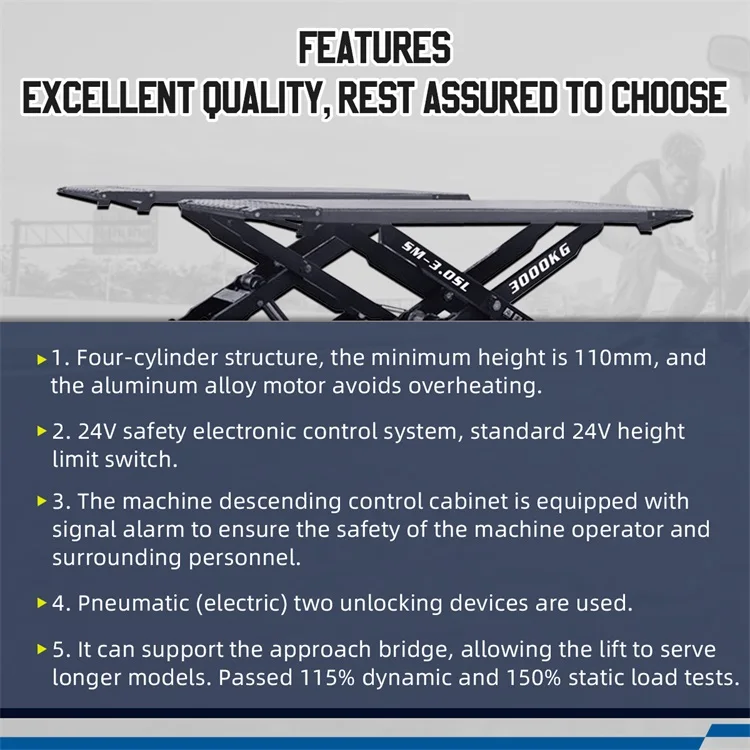 Высокое качество Autool sunmocc SM-3.0SL 3 тонн ультра-тонкий небольшой ножничный подъемник с 4