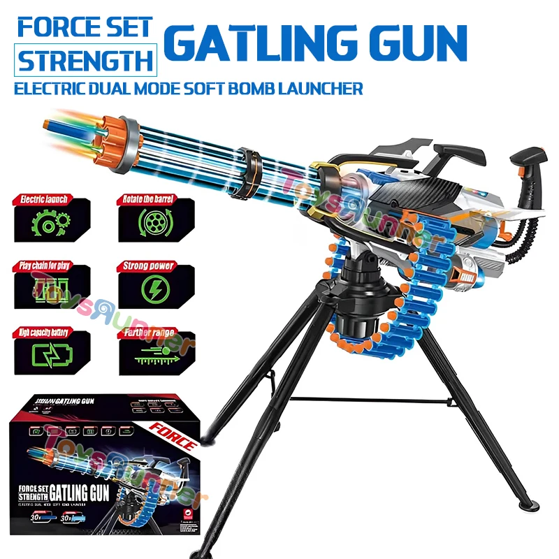 Silicon Real Mini Heat Gatling Gun Plastic High Quality Metal Shell Ejecting Toy Gatling Gun For Adult Real Metal