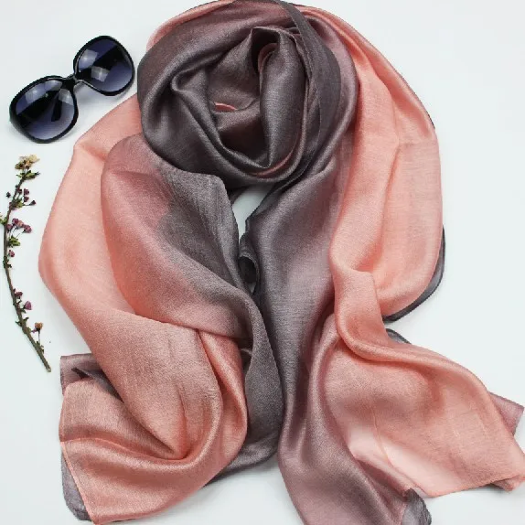HEFT BOOOGE New Arrival Gradient Colors Silk Blend Long Scarf and Shawl for Women