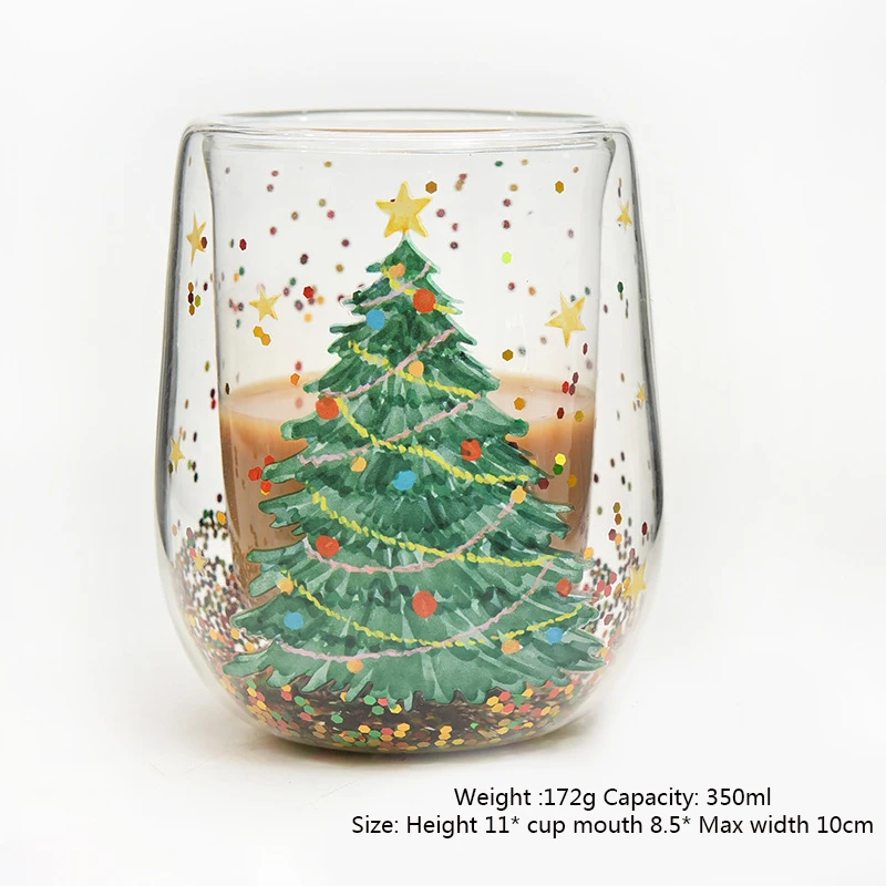 Новая чашка для рождественской елки термостойкая и не Горячая двухслойная с плавными блестками мультяшная Рождественская елка