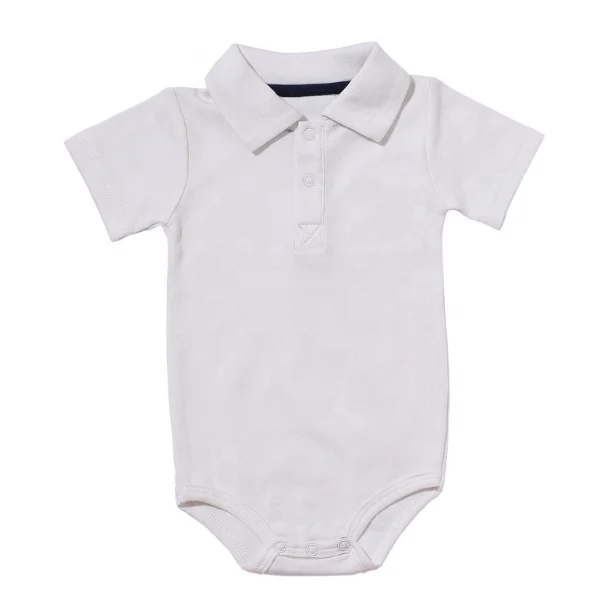 Newborn baby polo shirts onesie 100% cotton custom logo short sleeve rompers baby onesie clothes