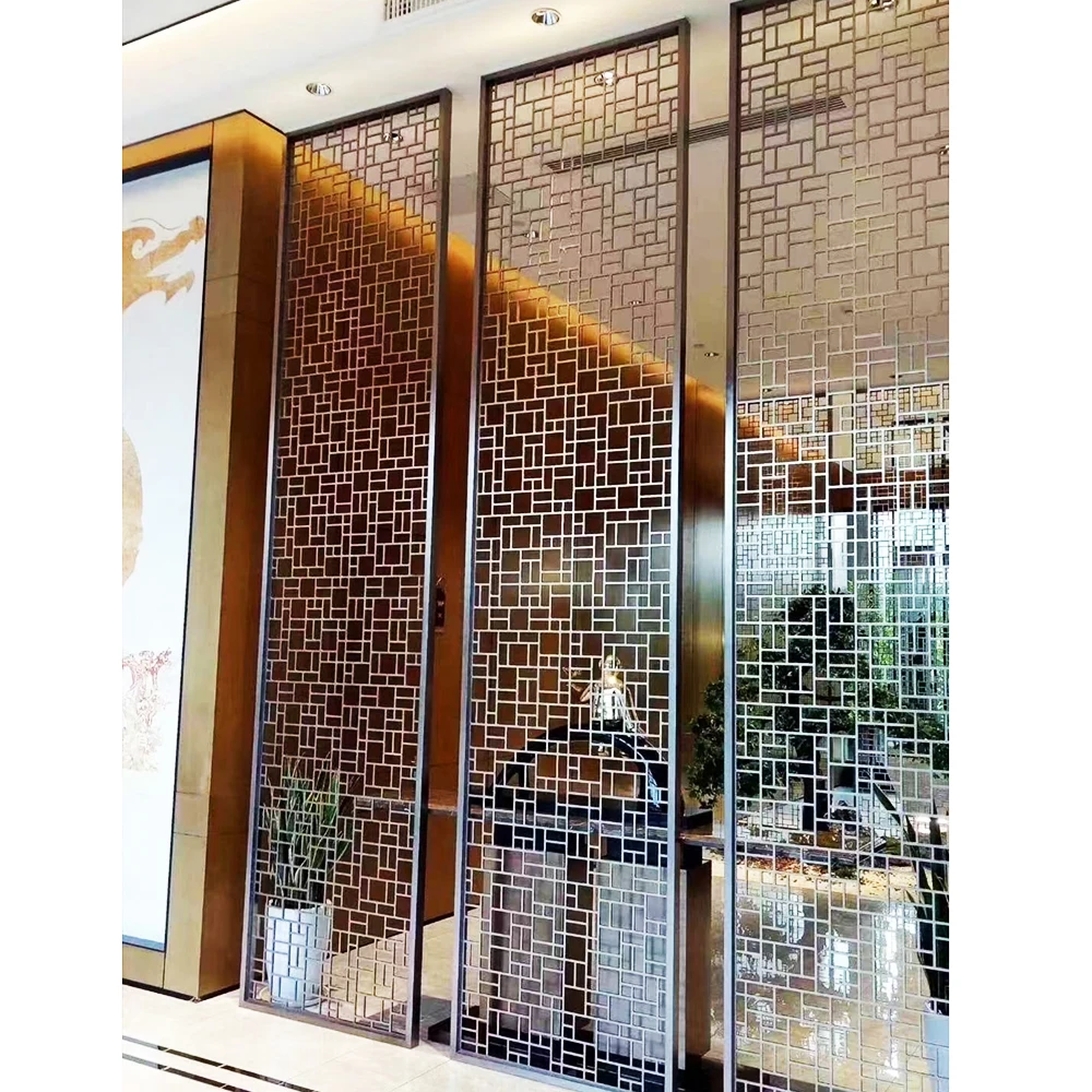 High Quality Champagne Gold Interior Partition Contemporary Room Dividers for 5 Star Hotel