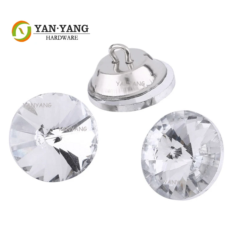 Yanyang customized 25mm decorative sofa glass button nail base 20mm furniture bed acrylic crystal button