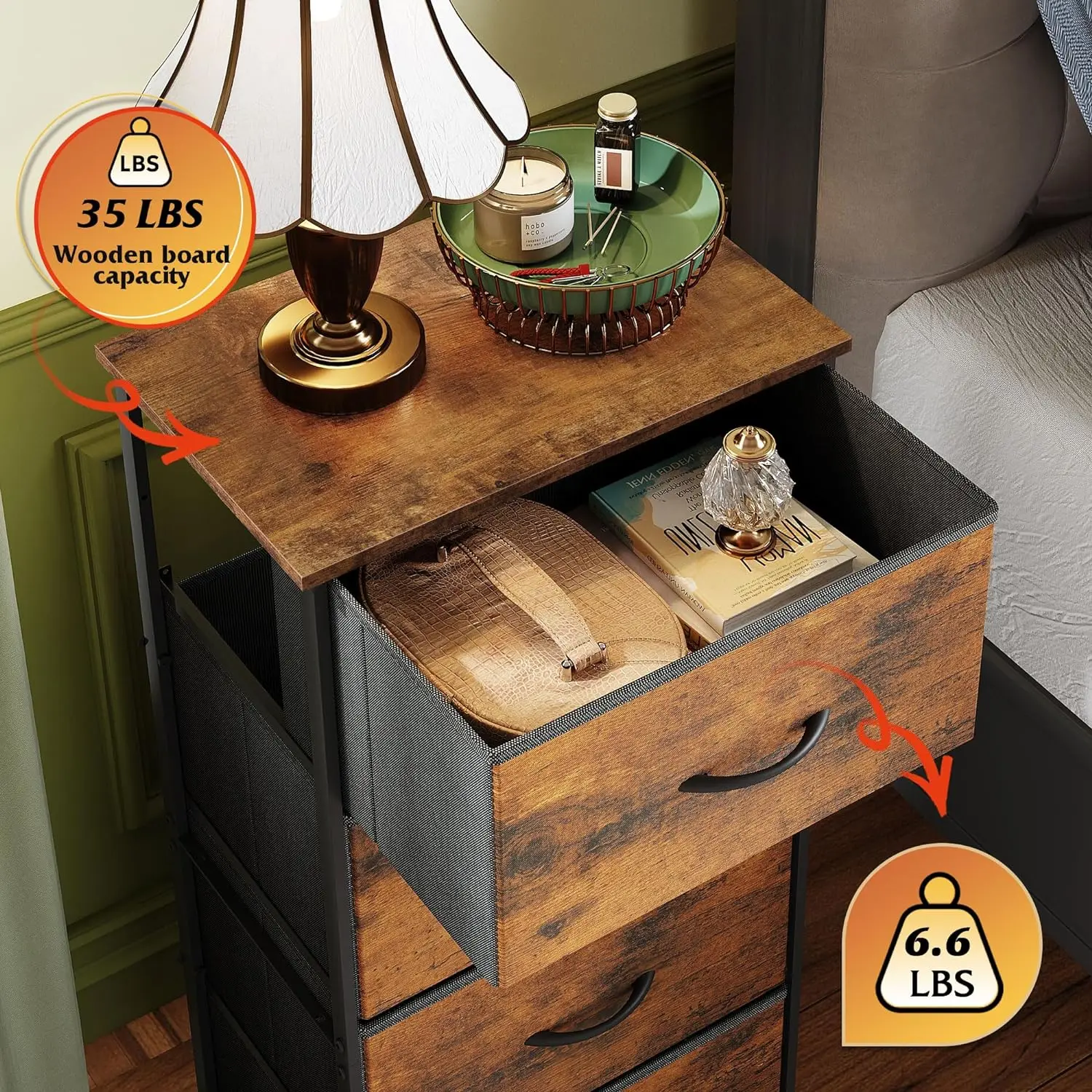 High Quality Antique Sturdy Fabric Tall Dresser Modern Bedroom Storage Tower Cabinet Chest of Drawers for Wardrobe Living Room