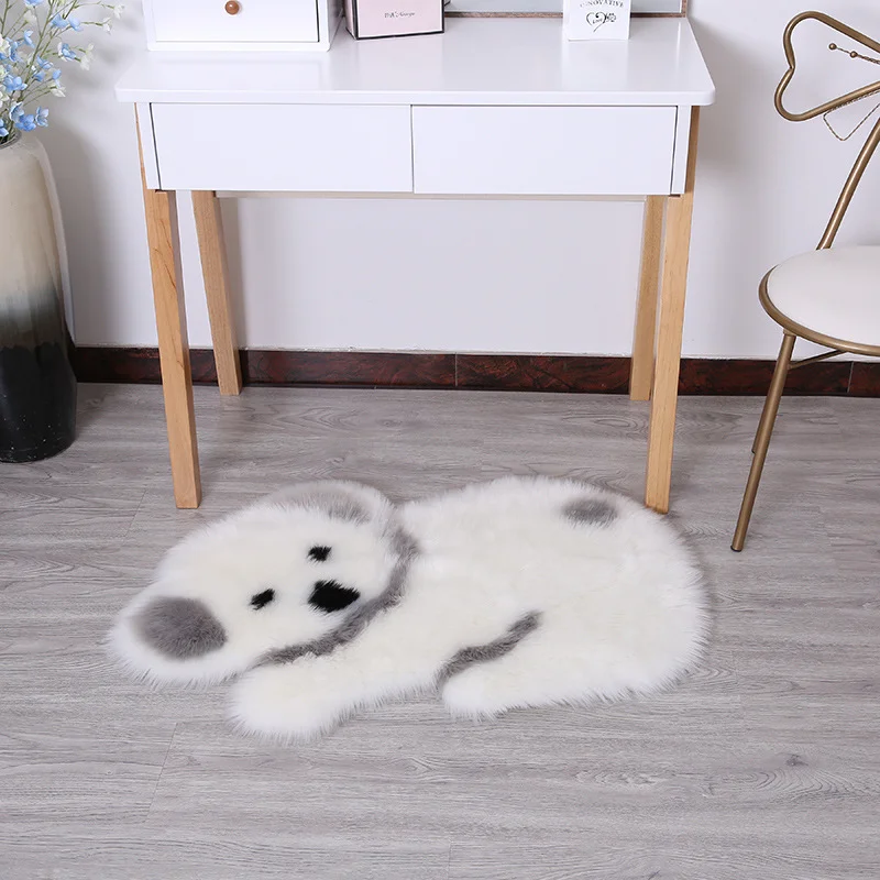 Factory Direct Sales Furry Panda Shaped Cartoon Carpet Washable Plush Carpet & Mat for Living Room Bedroom Hotel