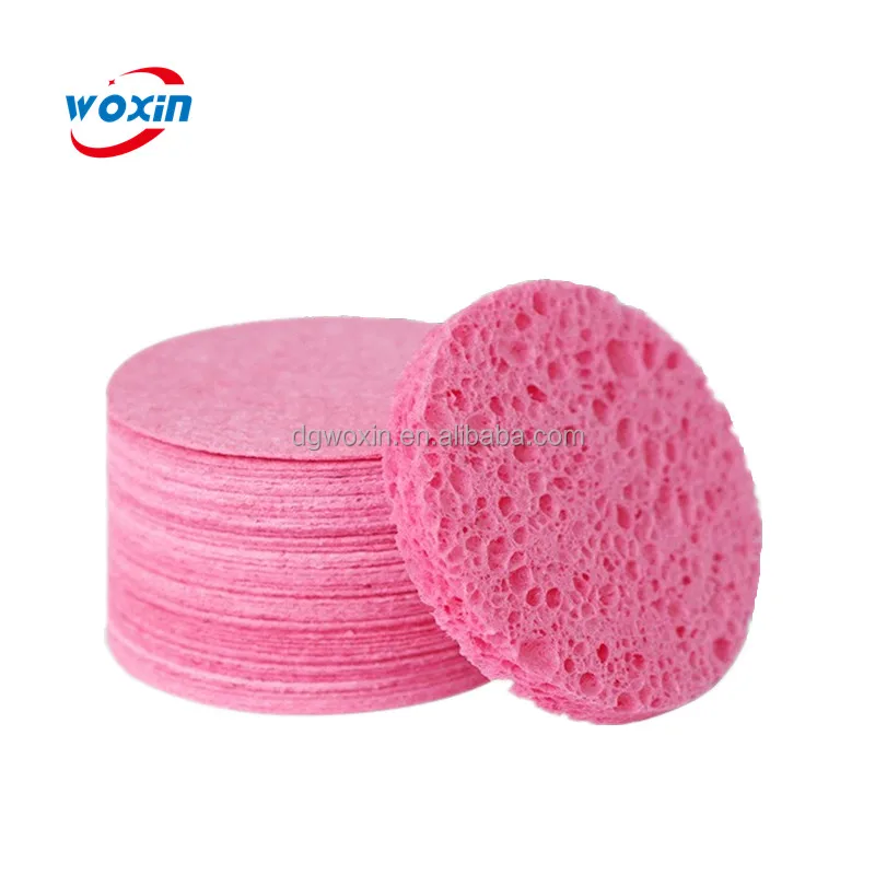 Wholesale Natural Facial Sponge round and Heart-Shaped Water Absorbent Cellulose Compressed Face Cleansing Sponges Washable